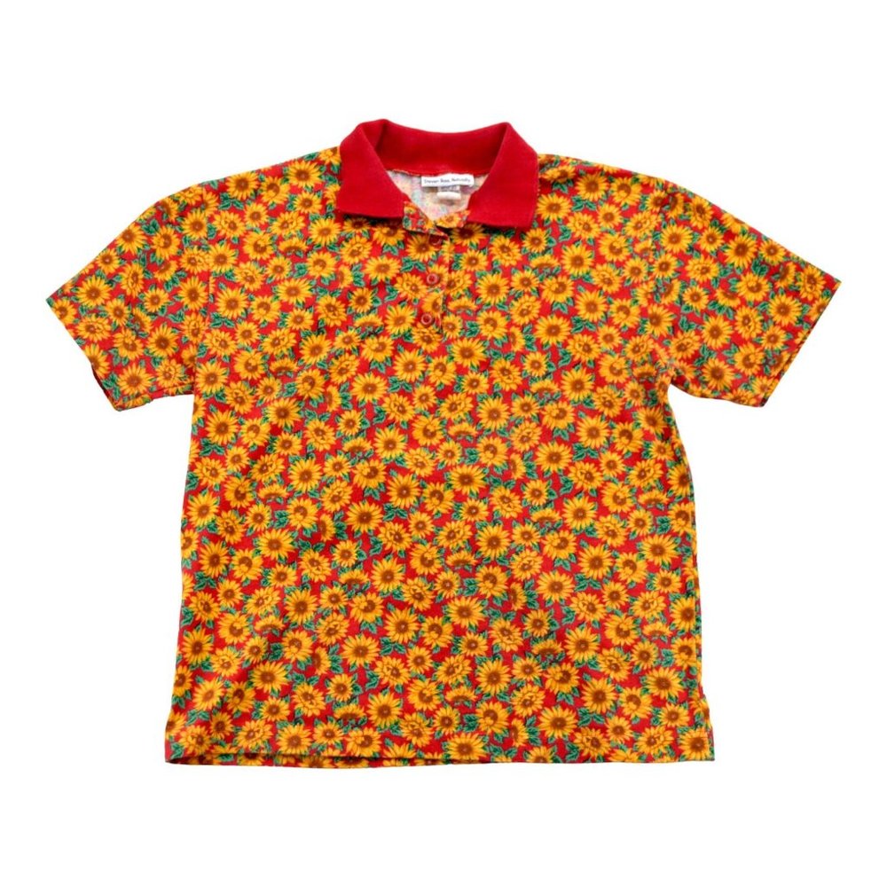 VTG Steven Ross Naturally‎ Women's Sunflowers Shirt Top Large Short Sleeve